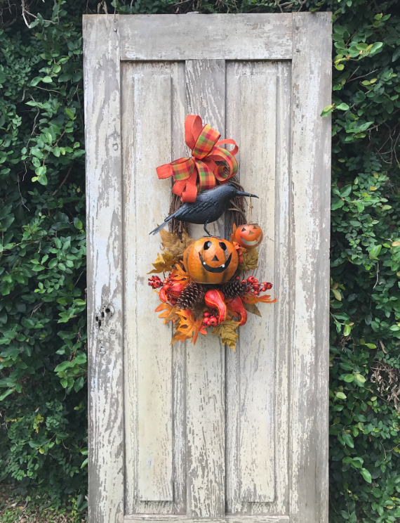 Crow and Jack-o-Lantern Wreath