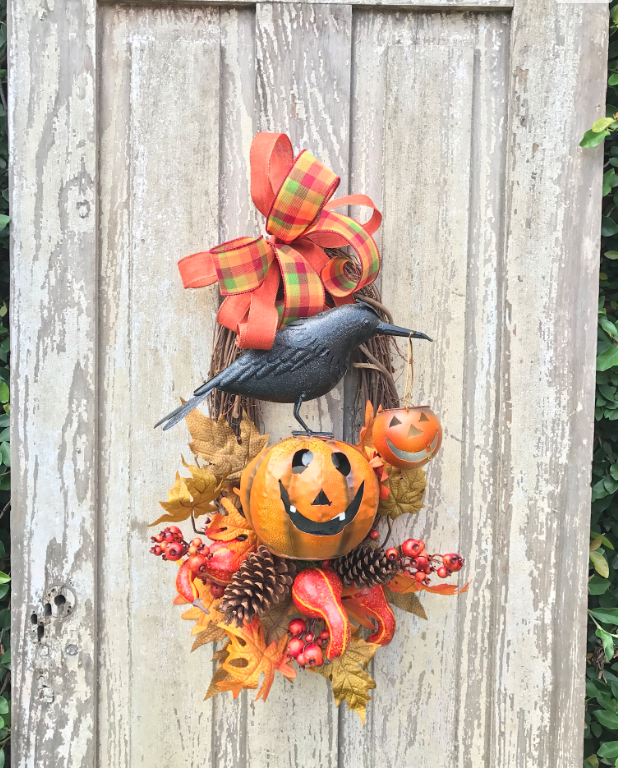 Crow and Jack-o-Lantern Wreath